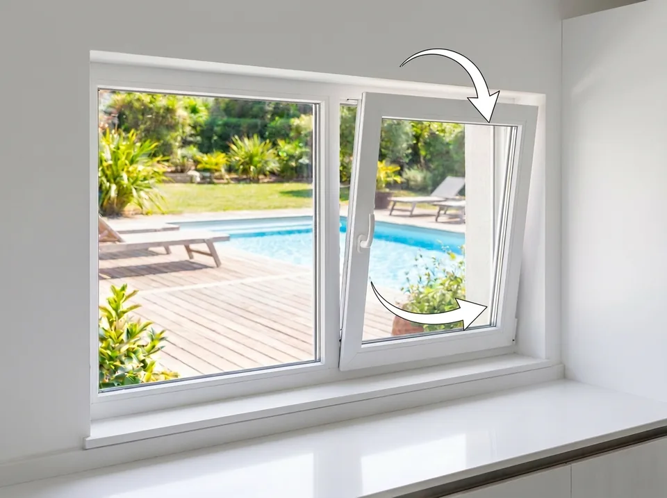 Ventana Patagónica Simple de PVC blanco, con paño fijo y hoja de abrir
